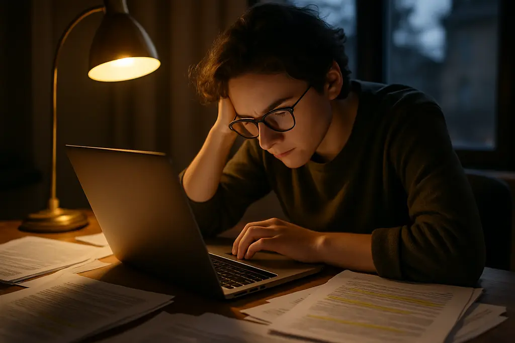 Author reviewing AI Consent Clauses on a publishing contract at a desk
