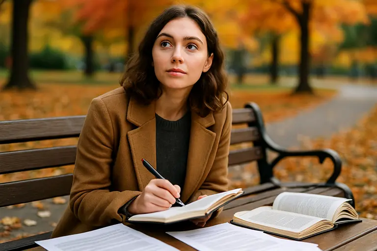 Notebook with rights questions beside a laptop and printed manuscript