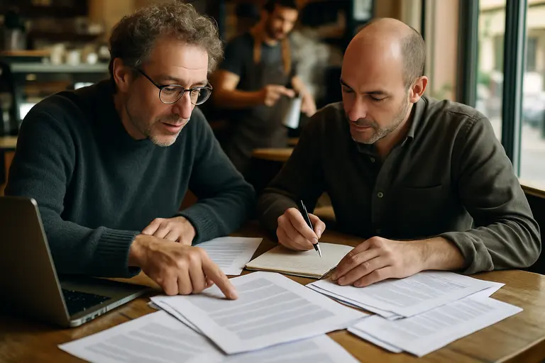 Author checklist beside a publishing contract and pencil