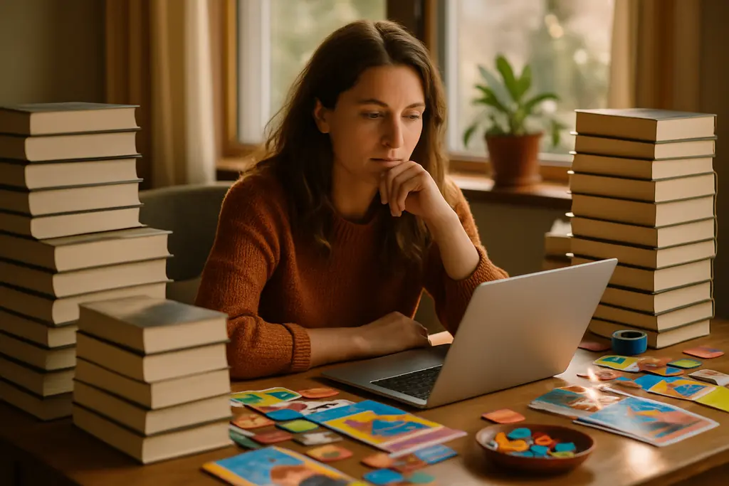 Backlist Marketing plan with stacked books, notes, and a calendar on a desk