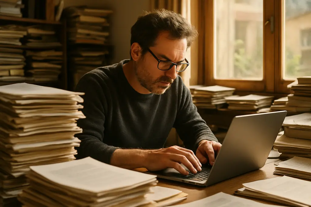 AI Disclosure Clause notes beside a manuscript draft and editorial checklist