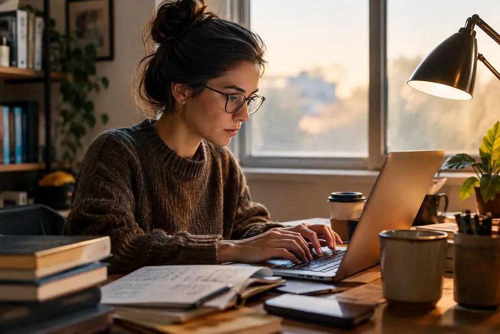 AI metadata marketing workflow with book records and campaign notes on a desk