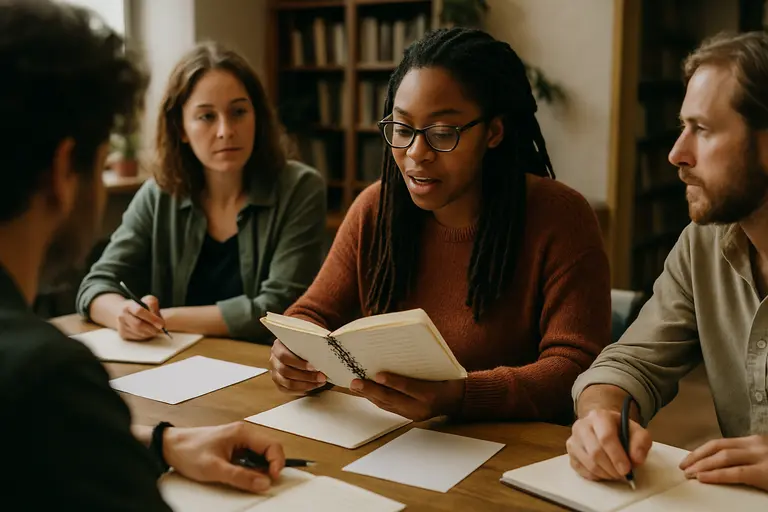Author writing questions for an editor before a publishing meeting