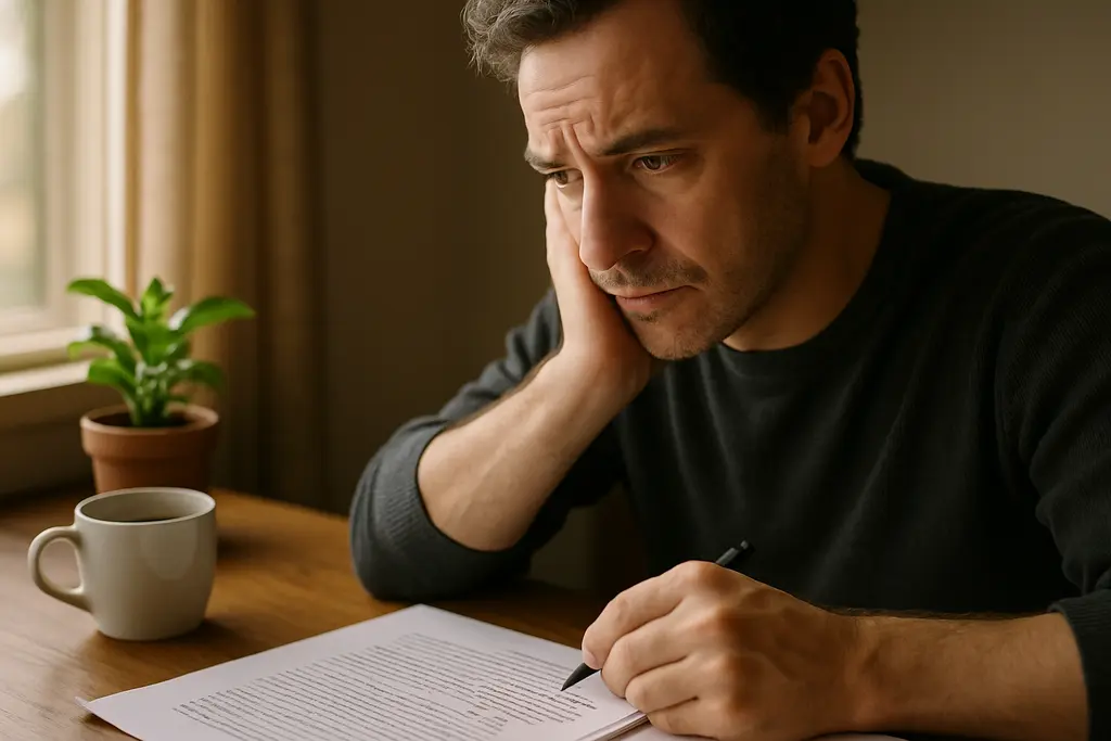 Author reviewing Macmillan AI policy notes beside a manuscript draft
