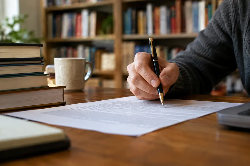 Rights Retention Clarity notes beside a publishing contract and marked manuscript pages